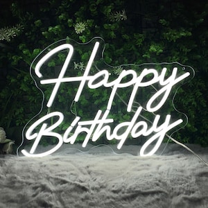 Placa de neon de feliz aniversário, luz neon LED para festa de aniversário, placa para festa de 16 e 18 anos, decoração de parede, melhores presentes de aniversário