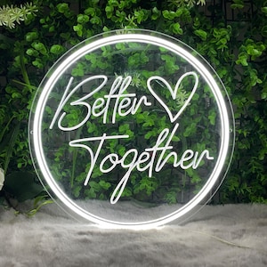 Letrero de neón "Better Together", luz de neón LED personalizada para bodas, neón LED grabado en 3D por USB, decoración de pared con letrero de neón para bodas, regalos de compromiso con luz de neón