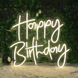 Placa de neon de feliz aniversário, luzes neon de aniversário, decoração de parede para festa, decoração de parede para festa de 16 e 18 anos, presentes personalizados