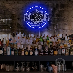 Busch Light Neon Sign,Bar Club Pub Neon Sign,Led Neon Sign,Busch Beer Neon Sign,Home Bar Wall Light,Gifts for Dad,Man Cave Gifts