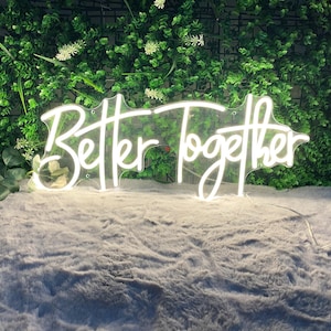 Letrero de neón "Better Together", letrero de neón personalizado para boda, decoración de pared para el hogar, regalo para fiesta de compromiso, letrero de neón a batería.