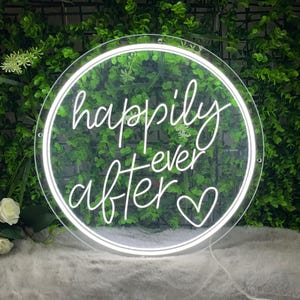 Placa de neon "Felizes para sempre", placa de neon para casamento, decoração de noivado, placa com iluminação USB, placa de LED para cenário de casamento, presentes para casais