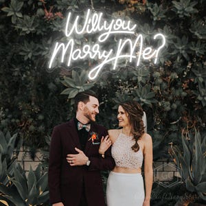 Letreiro de neon "Quer se casar comigo?", Luz de LED neon para casamento, Cenário para festa de noivado, Decoração para festa de casamento, Presente personalizado para ela, Arte neon
