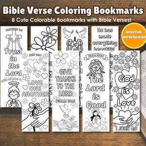 Bible Verse Coloring Bookmarks for Kids Bible Printable Activity Sunday School Quiet Time, Gift for Christian Bible Bookmark Coloring Sheet