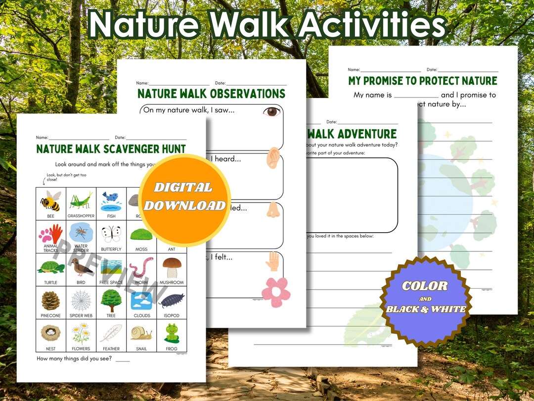 Nature Walk Activity Pack: Scavenger Hunt & Eco Pledges (PDF) - Etsy