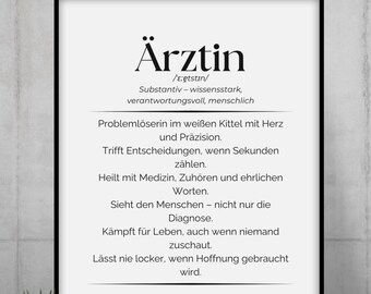 Personalized Doctor Definition Poster – Gift for Doctors – Medical Wall Art – Exam Practice Decor – Thank You for Colleagues