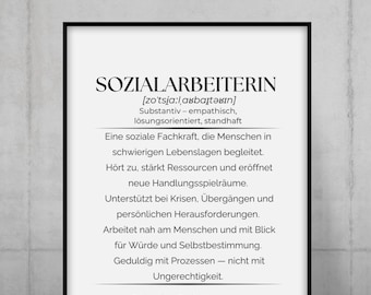 Social Worker Definition Poster – Personalized Gift for Social Workers | Social Work Wall Art, Thank You Pedagogy
