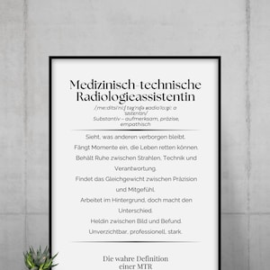 MTR Definition Poster personalisiert – Geschenk für Medizinisch-technische Radiologie-Assistentin – Radiologie Wandbild – Examen Kollegin