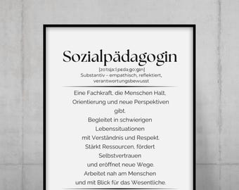 Affiche définissant le métier de travailleur social – cadeau personnalisé pour les travailleurs sociaux | Décoration murale éducative, remerciements pour les travailleurs sociaux