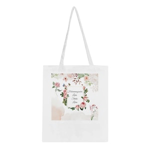 Midwife tote bag – floral design with quote – gift for midwife – sustainable fabric bag