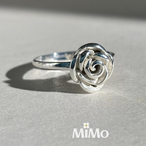 Handmade Sterling Silver Rose Ring – Dainty Floral Jewelry - Romantic Minimalist Gift for Her | Delicate Flower Jewelry | Rose Silver Ring