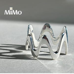Sterling Silver Wave Ring: Minimalist 925 Silver Band