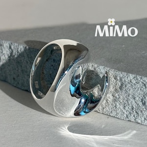 Handcrafted Silver Wave Ring | Sleek Silver Curved Ring | Elegant Silver Abstract Ring | Handmade Sculptural Accessory
