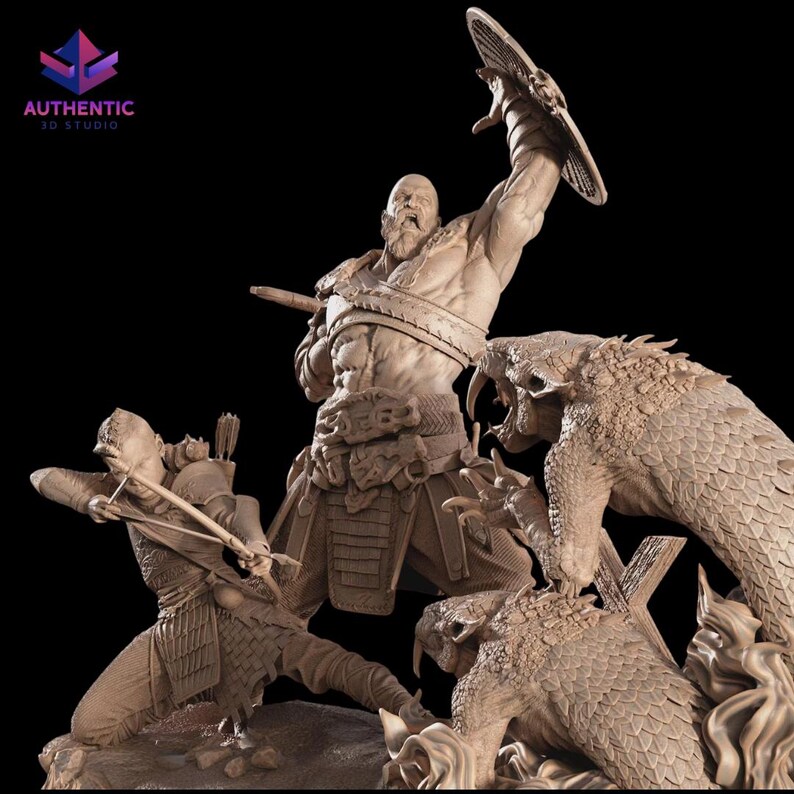 Kratos and Atreus Battle Diorama Inspired God of War 2018 | Game ...