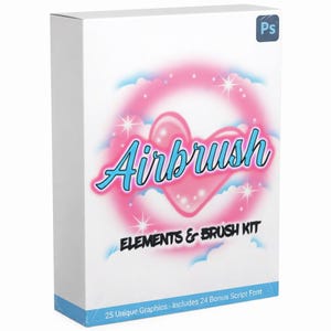 Airbrush Graphics Pack | 25 PNG Elements + Photoshop Brush Set for Streetwear