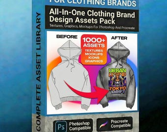 Designpaket för klädmärken | Texturer, mockups, grafik (Photoshop, Procreate)