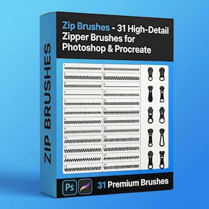 Procreate ジッパーブラシ | リアルな服飾デザインツール30選（デジタルダウンロード）