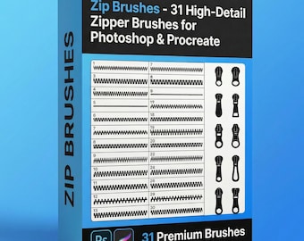 Procreate Zipper Brushes | 30 Realistic Clothing Design Tools (Digital Download)