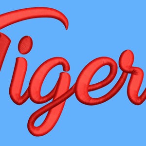 Tigers PUFF/3D-broderidesign, perfekt för mössor, DST/PES, 5,3 cm hög x 10,2 cm bred. Endast nedladdning.