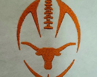 Longhorn with Football Embroidery File, Download Only, 2.26" wide x 3" tall, PES/DST/JEF