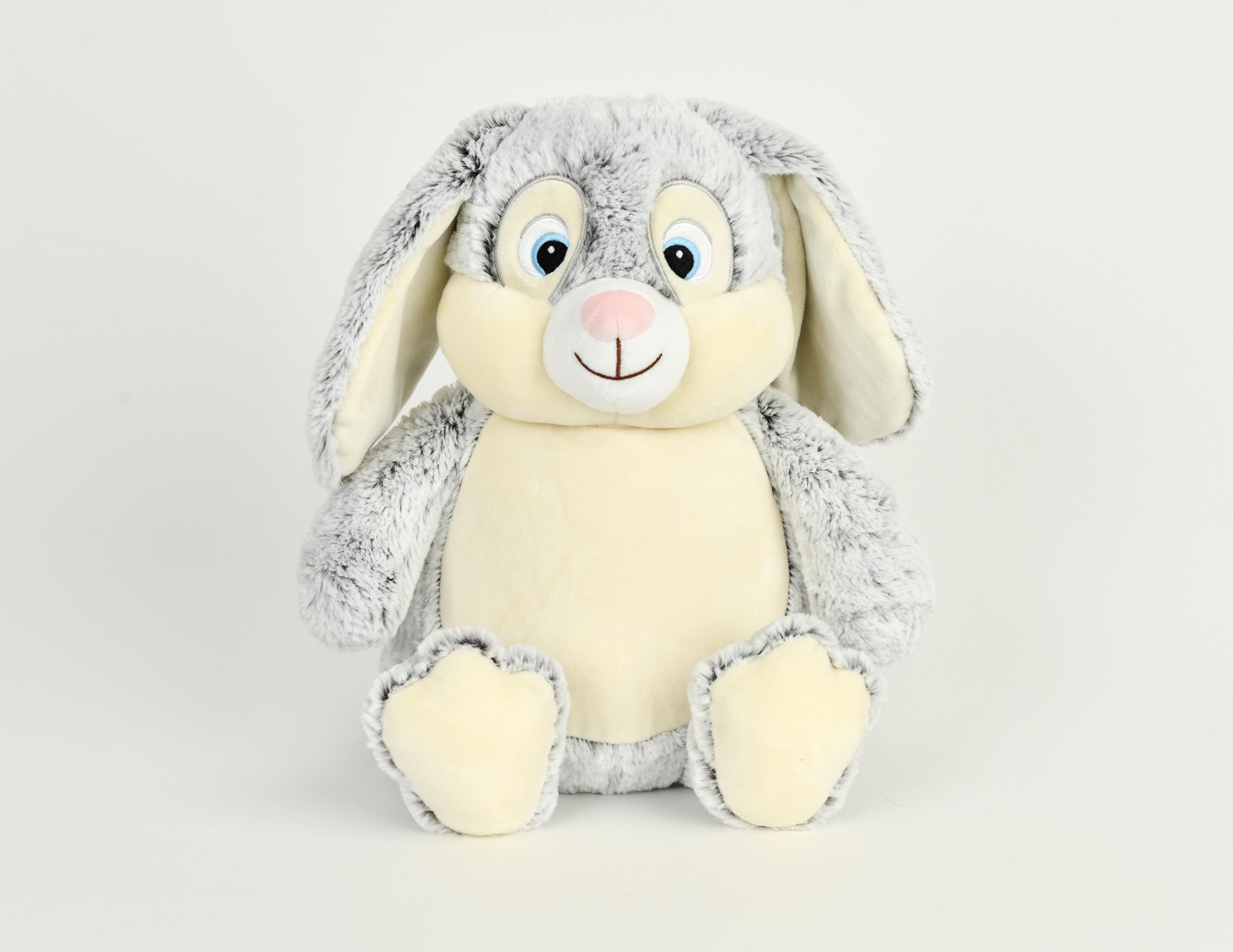 Personalized Stuffed Grey Rabbit: Add Child's Birth Announcement, Safe ...