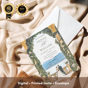 Invitación de boda personalizada, diseño elegante y único. Plantilla editable de Canva. Tarjeta y sobre impresos. Invitación en tarjeta artística A6 de 260 g/m².