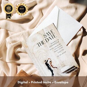 Benutzerdefinierte Aquarell-Einladung - Fügen Sie Ihr Foto hinzu | Digital & gedruckte Einladung mit Umschlag | Personalisierte Save the Date, Hochzeit, Ereigniskarte