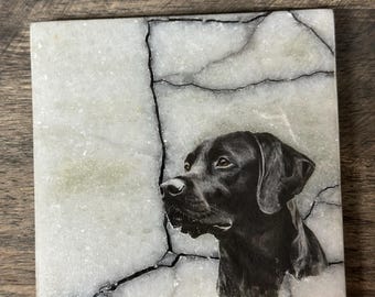 Black Labrador Marble Coaster Set – Dog Lover Home Decor
