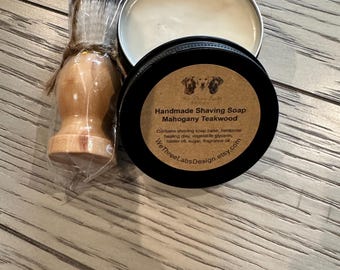Jabón de afeitar de lujo hecho a mano con aroma a caoba y madera de teca / Jabón de afeitar hidratante