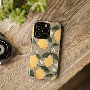 Lemon Phone Case, Tough and Stylish, Cute Lemon Design, Floral Aesthetic, Gift for Her, Summer Vibes, Phone Accessory