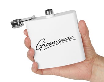 Personalized Groomsman Flask: Engraved Stainless Steel 6oz Hip Flask