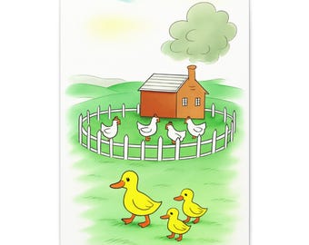 Farm Animal Canvas Print: Whimsical Farmhouse Nursery Art
