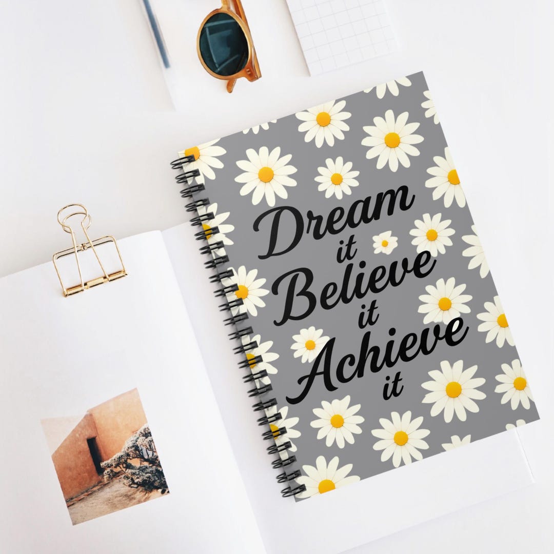 Inspirational Lined Journal: Spiral Notebook With Document Pocket - Etsy