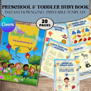 Toddler Busy book, Busy book binder for kids, Printable Quiet book, Preschool Curriculum, Homeschool Resources, Editable Learning Binder