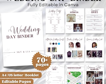 Ultimate Canva Wedding Day Binder, Wedding Planner Template, Editable Wedding Details, Printable Wedding Itinerary, Wedding Checklist