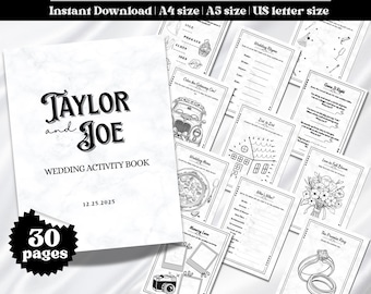 Livro de atividades para casamento infantil, páginas para colorir de casamento, atividades imprimíveis para a mesa da recepção, jogos de mesa para casamento, pacote de atividades para casamento infantil