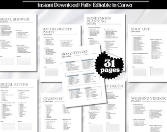 Ultimate Wedding Checklist, Printable Wedding Planning Checklist, Wedding Details Template, Wedding Timeline Pages, Wedding Plan Checklist