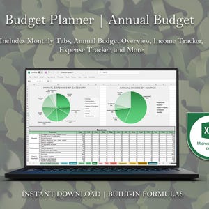 Annual Budget Planner Excel Spreadsheet, Monthly Budget Template Yearly Budget Planner Personal Budget Template, Personal Finance Planner