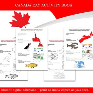 Feuille de calcul imprimable de la fête du Canada 2025, activité préscolaire en téléchargement numérique, carte des provinces canadiennes, hymne bilingue, fête du Canada imprimable