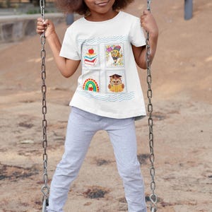 Colorful Kids Tee, Fun Illustrations, Perfect for Birthdays, Gifts, Playdates, Education, Summer Fun, Children&#39;s Graphic T-Shirt, Youth