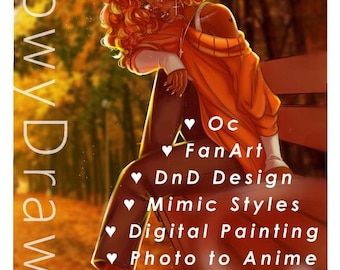 Custom Anime Drawing Art, Personalized Illustration, Anime Character Drawing, Gift for Otaku, Custom Fan Art