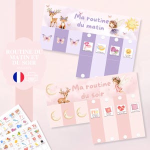 Printable morning and evening routine for children - Magical visual chart PDF - Montessori autonomy - Fun and practical rituals for children