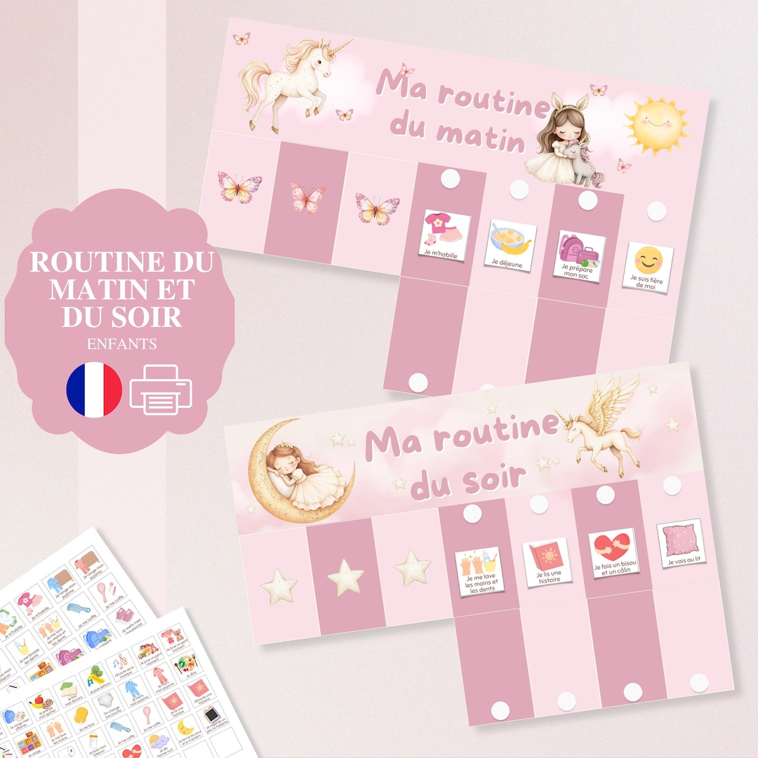 Printable Morning and Evening Routine for Children - Pink Unicorn ...