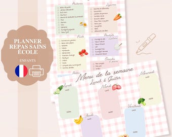 Printable healthy meal planner for kids – Balanced lunch and snack ideas and weekly school menu – Back-to-school meal planning