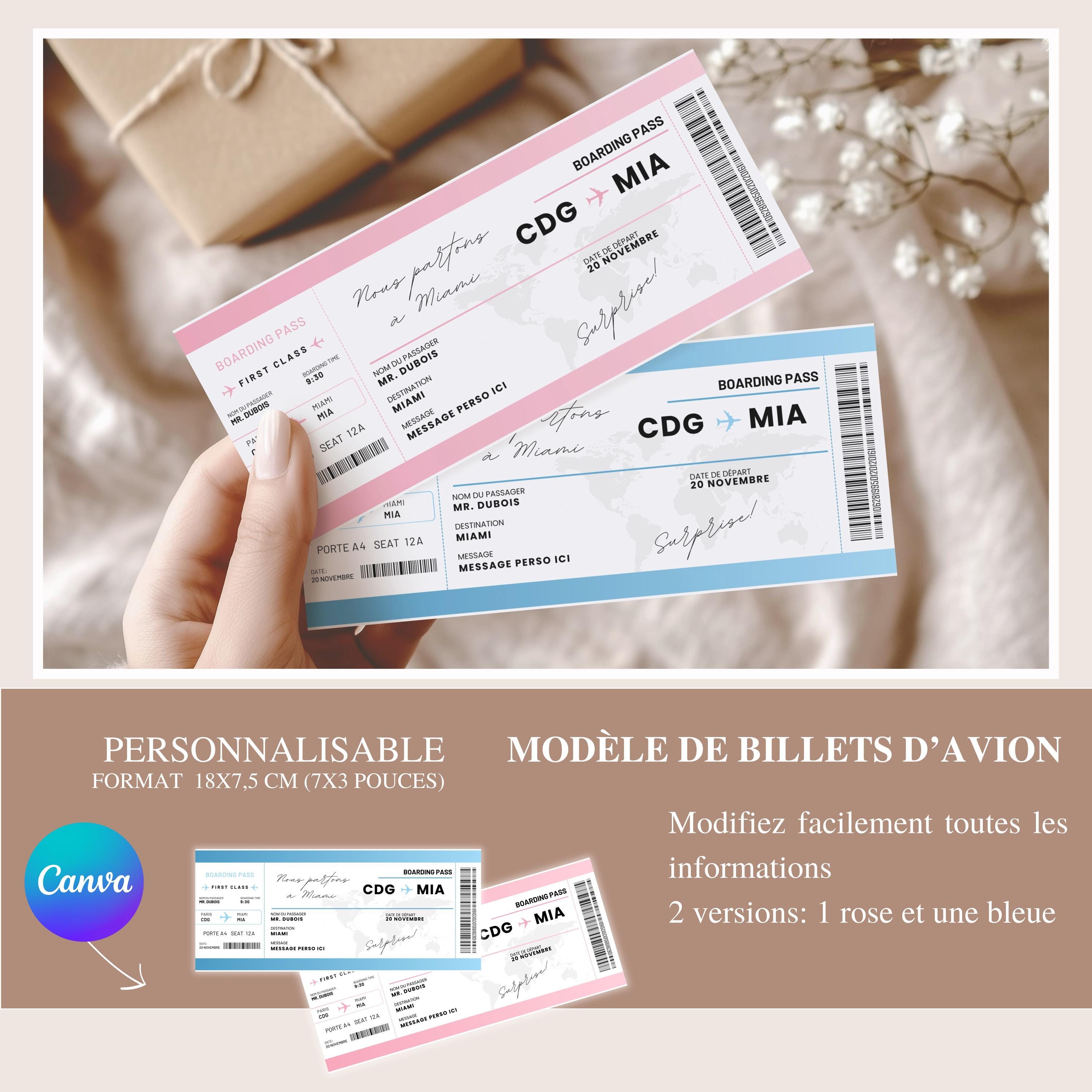 Billet d'avion personnalisable : idée cadeau voyage originale