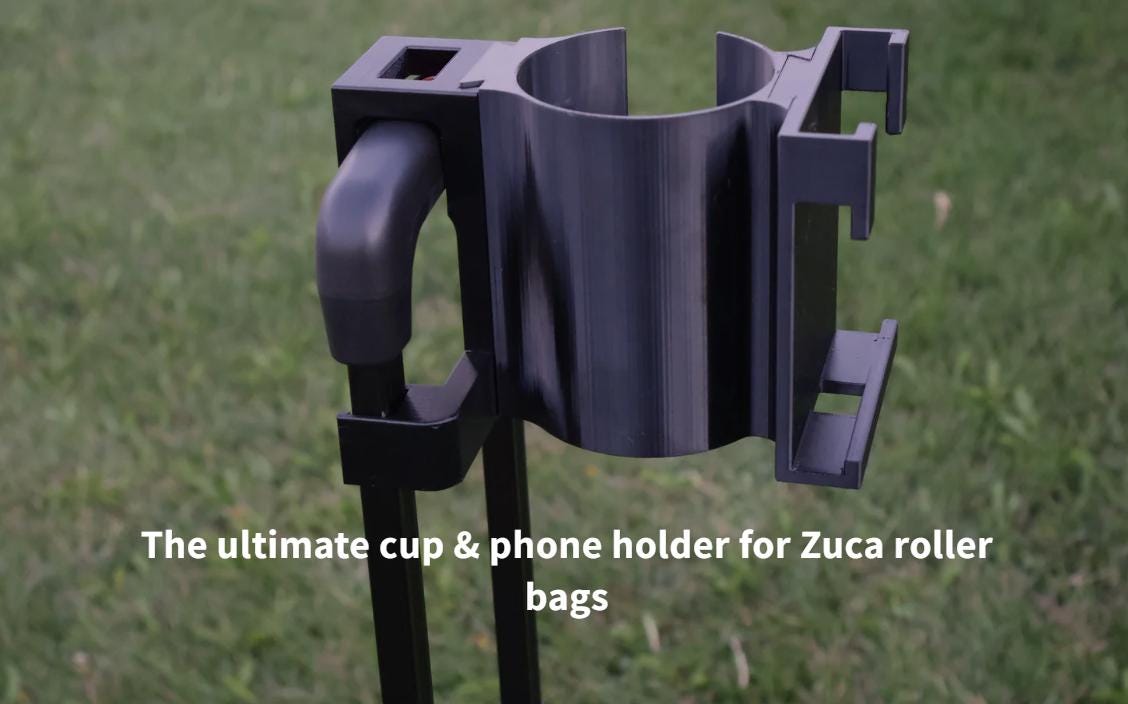 3D Printed Phone and Cup Holder for ZÜCA Cornhole Roll Bag