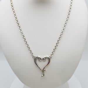 BRIGHTON 'Adore Me Heart' Necklace Open Heart Scrollwork Silver Plate 18" image 7