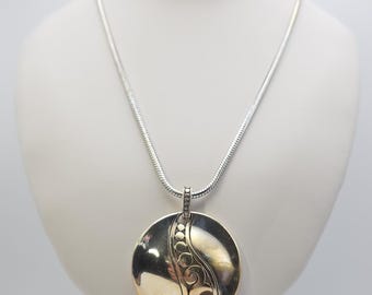 New! BRIGHTON 'A La Mode' Necklace Medallion Gold & Silver Plate Snake Chain 17"