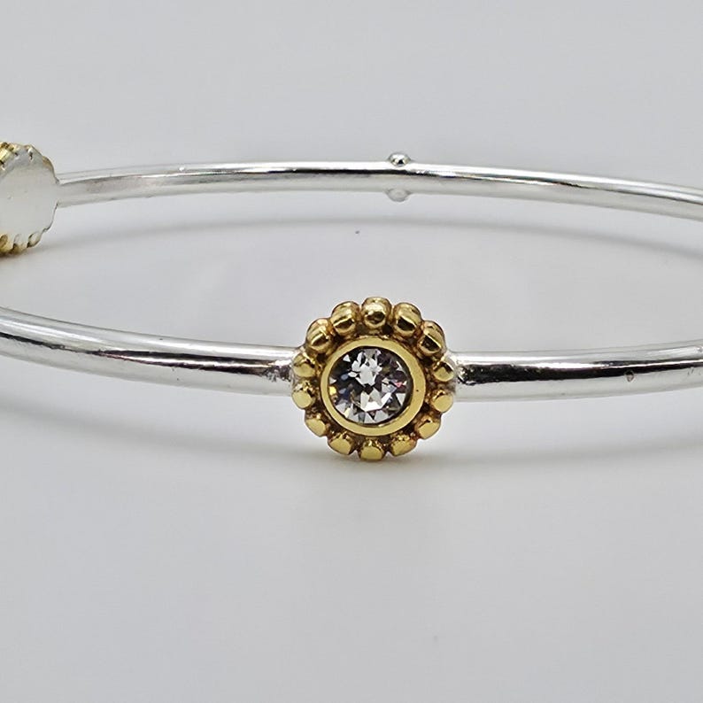BRIGHTON 'Twinkle' Bangle Bracelet SWAROVSKI Crystals Gold & Silver Plate 8" image 4