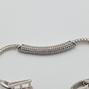 BRIGHTON 'Meridian Blaze' Bracelet Pavé Crystals Silver Plate Wheat Chain 7" image 3